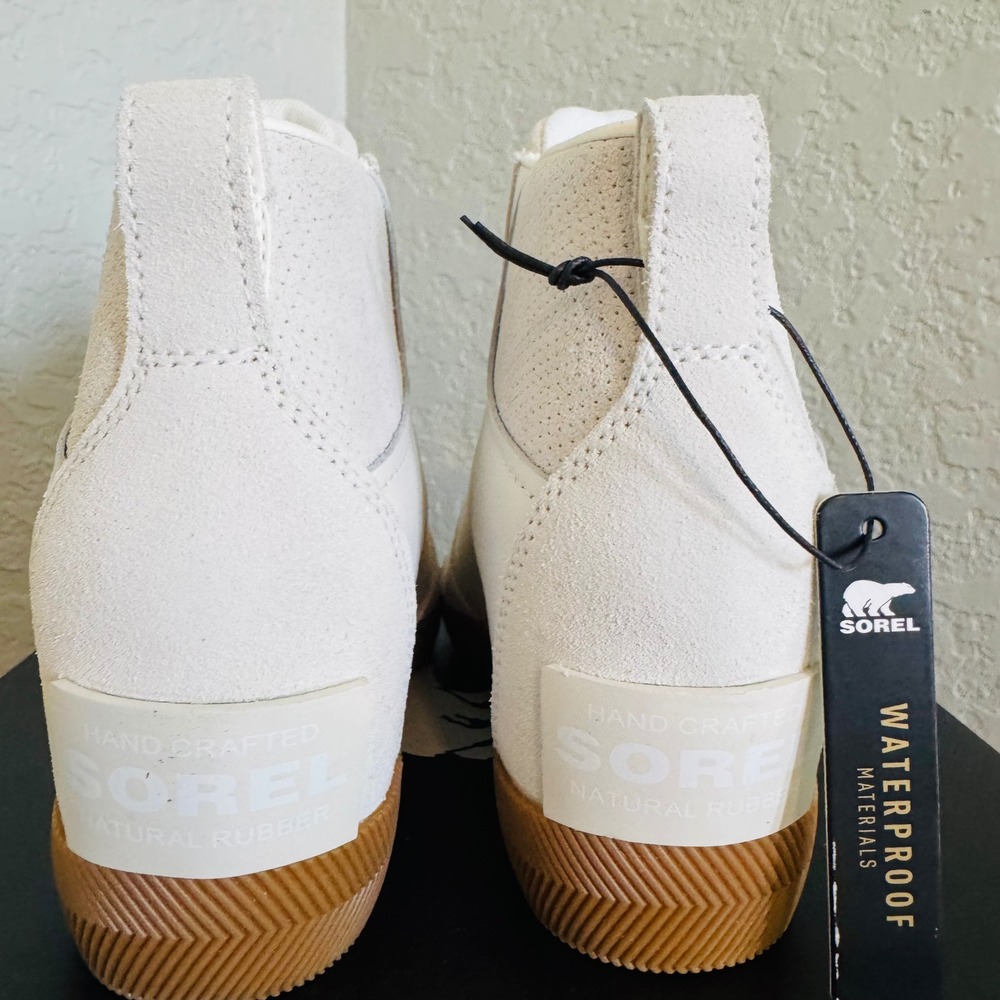 Sorel Out N About Wedge Leather Bootie, Ankle Boots White/Sea Salt, Size‎ 10 NWT - Picture 5 of 16